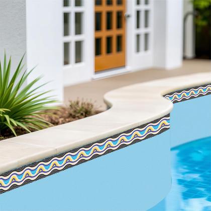 Imagem de Adesivo Piscina Borda Mosaico Ondulado Escuro 100x10 Cm