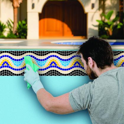 Imagem de Adesivo Piscina Borda Mosaico Ondulado Escuro 100x10 Cm
