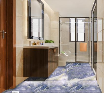 Imagem de Adesivo Piso Lavável Chão Marmore Azul Porcenalato Vinil 2mt