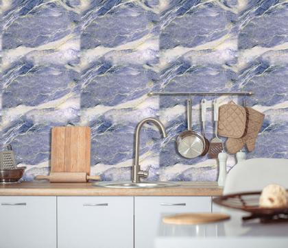 Imagem de Adesivo Piso Lavável Chão Marmore Azul Porcenalato Vinil 2mt