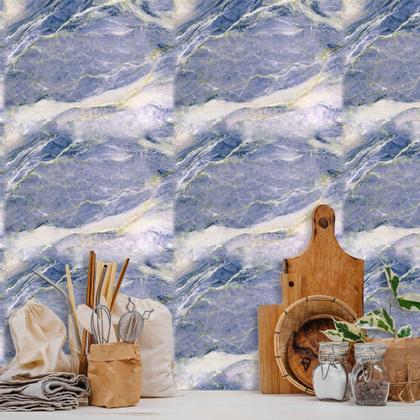 Imagem de Adesivo Piso Lavável Chão Marmore Azul Porcenalato Vinil 2mt