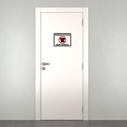 Imagem de Adesivo Placa Aviso Entrada Sem Camisa 20cm x 15cm