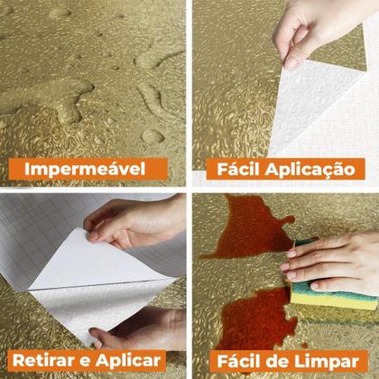 Imagem de Adesivo Revestimento Cozinha Vinilico Alta Temperatura Dourado 5M