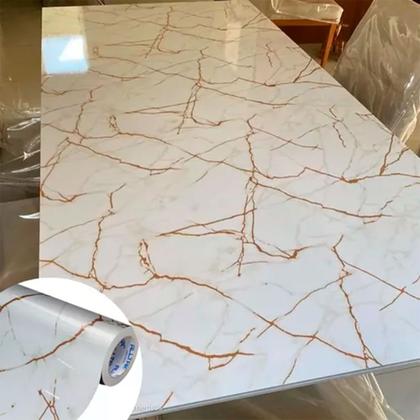 Imagem de Adesivo Revestimento Mármore Calacatta Oro Brilho Impermeável Pia Cozinha Banheiro 4m X 60cm