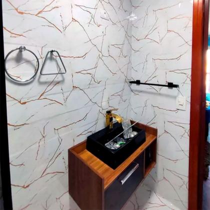 Imagem de Adesivo Revestimento Mármore Calacatta Oro Brilho Impermeável Pia Cozinha Banheiro 4m X 60cm
