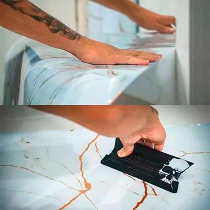 Imagem de Adesivo Revestimento Mármore Calacatta Oro Brilho Impermeável Pia Cozinha Banheiro 4m X 60cm