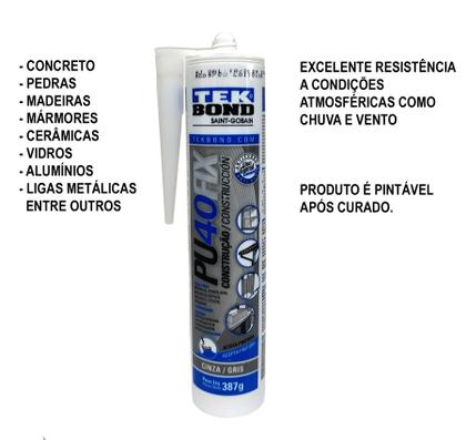 Imagem de Adesivo Silicone PU 40 Fix Selante Cinza 387G Tek Bond