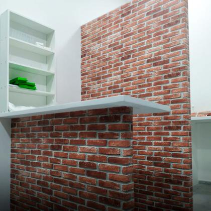 Imagem de Adesivo Tijolo Vermelho 3D Vinílico Lavável Impermeável Autocolante Para Cozinha e Banheiro Parede