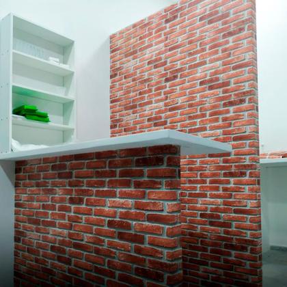 Imagem de Adesivo Tijolo Vermelho 3D Vinílico Lavável Impermeável Autocolante Para Cozinha e Banheiro Parede