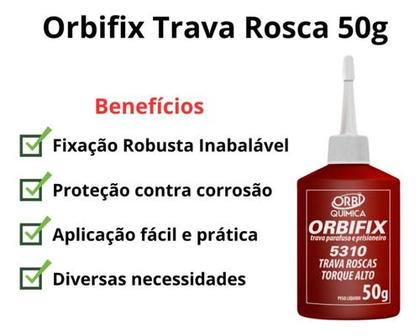 Imagem de Adesivo Trava Rosca Parafuso Alto Torque Orbi 50g Vermelho