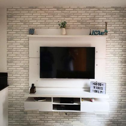 Imagem de Adesivo Vinil Tijolinho 3D Branco Cinza Autocolante Para Parede Quarto Sala Cozinha Decorativo