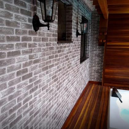 Imagem de Adesivo Vinil Tijolinho 3D Cinza Escuro Autocolante Para Parede Quarto Sala Cozinha Decorativo