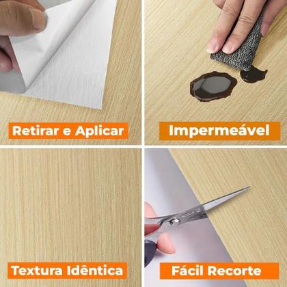Imagem de Adesivo Vinilico Impermeavel HD Madeira Freijó Marfim 5M