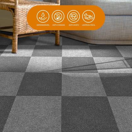 Imagem de Adesivo Vinilico Lavavel para Piso Texturizado Quadrado Cinza 2 Tons