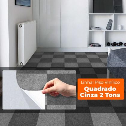 Imagem de Adesivo Vinilico Lavavel para Piso Texturizado Quadrado Cinza 2 Tons