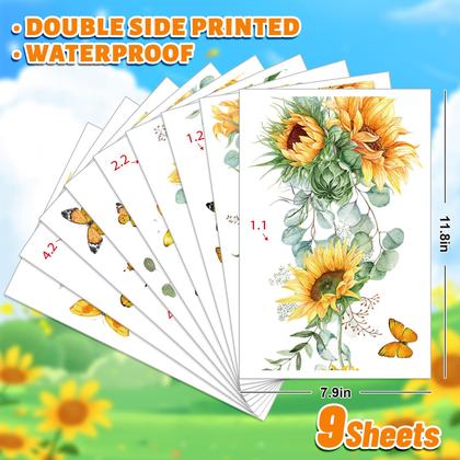 Imagem de Adesivos adesivos para janelas Whaline Summer Floral Sunflower 9 folhas