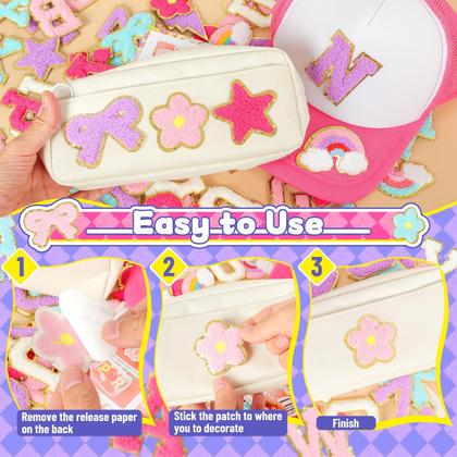 Imagem de Adesivos autoadesivos para letras de chenille para mochilas: Funcolor