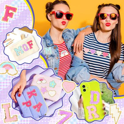 Imagem de Adesivos autoadesivos para letras de chenille para mochilas: Funcolor