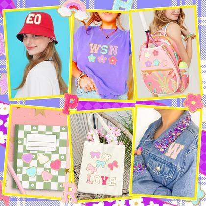 Imagem de Adesivos autoadesivos para letras de chenille para mochilas: Funcolor