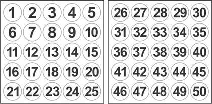 Imagem de Adesivos Com Números 1 A 50 Redondo Carro Armário Mesa 5cm