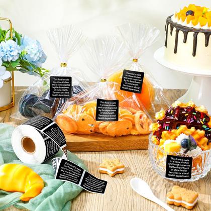 Imagem de Adesivos de comida Janlaugh 500 Count Cottage Food Law 3,81 cm pretos