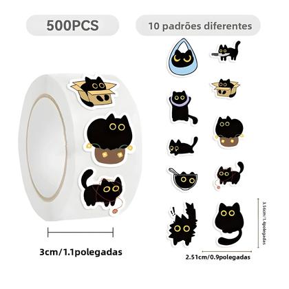 Imagem de Adesivos De Gato Preto 500PCS Dez Padrões DIY Decorações Para Bagagem Skateboard Copo De Água