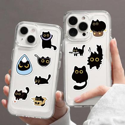 Imagem de Adesivos De Gato Preto Fofo Em Estilo Cartoon, 500pcs, Decorações Em PVC Para Laptop, Brindes E