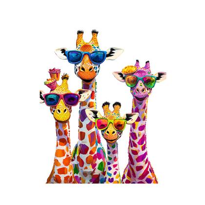 Imagem de Adesivos de parede coloridos de girafa, desenho animado, animal, PVC 29,5 x 29,5 cm