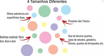 Imagem de Adesivos De Parede Infantil Bolinha 62uni Tons Pastéis 4 Tam