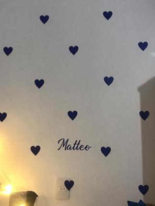 Imagem de Adesivos de parede infantil Coração 6cm para quartos de bebês Azul