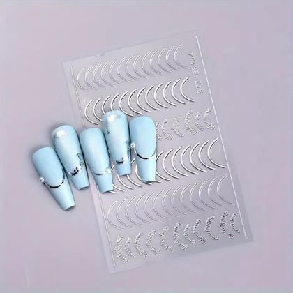 Imagem de Adesivos de Unha 3D em Ouro Rosa - Conjunto com 3 Peças e Listras Metálicas