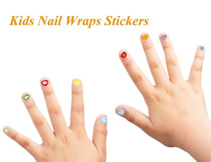 Imagem de Adesivos de unhas para crianças pequenas, envoltórios de unhas completos, decalques autoadesivos de esmalte para crianças e meninas, decoração divertida, incluindo flores de arco-íris, frutas de vaca, comida Star Cloud Bee para crianças de 3 anos, 4, 5, 6, 7, 8 (pacote com 12)