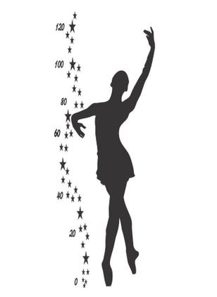 Imagem de Adesivos Decorativo de Parede Infantis Régua Bailarina com Estrelas para quarto infantil