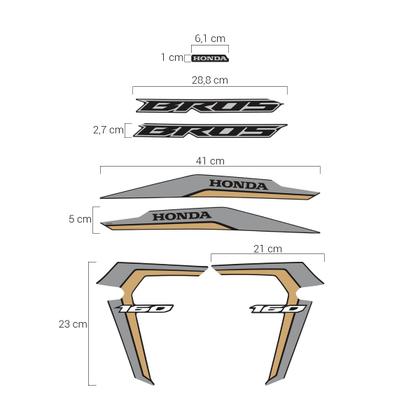 Imagem de Adesivos Honda Bros 160 2022 Moto Preta Faixa Dourada/prata