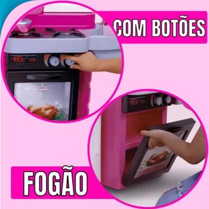 Imagem de Adorável Cozinha Infantil Completa Geladeira Fogão E Pia Que Sai Água Presente Para Filha Oficial