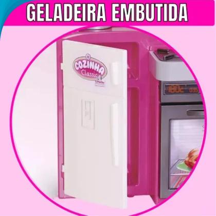 Imagem de Adorável Cozinha Infantil Completa Geladeira Fogão E Pia Que Sai Água Presente Para Filha Oficial