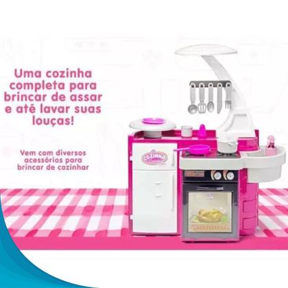 Imagem de Adorável Cozinha Infantil Completa Geladeira Fogão E Pia Que Sai Água Presente Para Filha Oficial