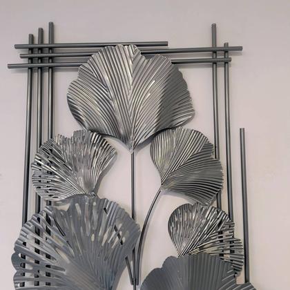 Imagem de ADORNO DE PAREDE FOLHAGENS PRATA NA MOLDURA 100cm