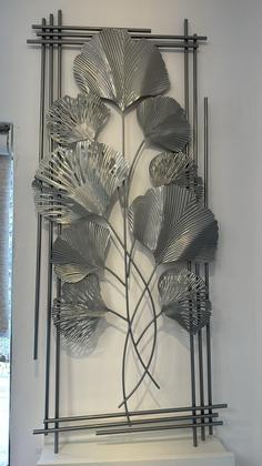 Imagem de ADORNO DE PAREDE FOLHAGENS PRATA NA MOLDURA 100cm