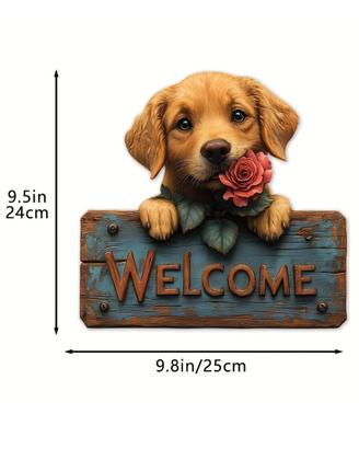 Imagem de Adorno Placa Madeira Decoração Enfeite 2D Golden Retriever