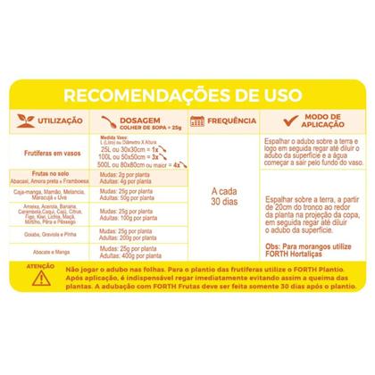 Imagem de Adubo Fertilizante Forth Frutas NPK 9 Nutrientes Ideal para Frutíferas