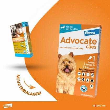 Imagem de Advocate Elanco 1,0 mL para Cães de 4 Kg até 10 Kg - 1 Bisnaga