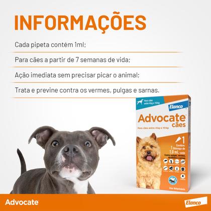 Imagem de Advocate Elanco Antipulgas para Cachorro 4 à 10kg 1 Pipeta