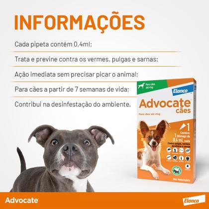 Imagem de Advocate Elanco Antipulgas para Cachorro Até 4kg 1 Pipeta