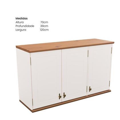 Imagem de Aéreo 3 Portas com Tampo de Madeira Maciça Joy