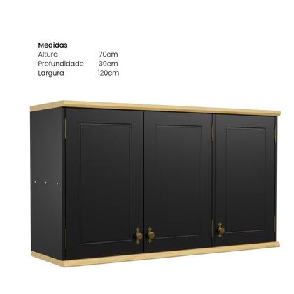 Imagem de Aéreo 3 Portas com Tampo de Madeira Macica Joy