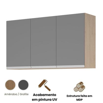 Imagem de Aéreo 3 Portas Cozinha Isabela Amêndoa Grafite