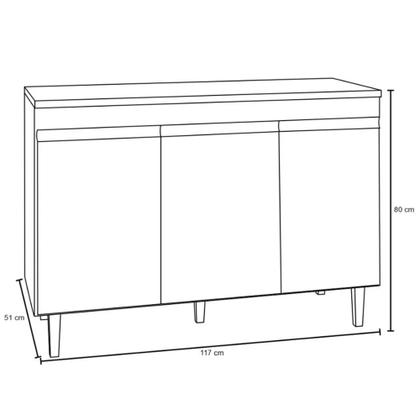 Imagem de Aéreo 3 Portas Emma + Gabinete Balcão Mia 3 Portas para Cozinha Branco
