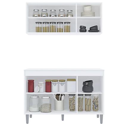 Imagem de Aéreo 3 Portas Emma + Gabinete Balcão Mia 3 Portas para Cozinha Branco