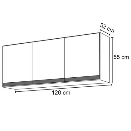 Imagem de Aéreo 3 Portas Emma + Gabinete Balcão Mia 3 Portas para Cozinha Branco